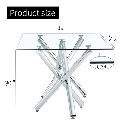 Large Modern Minimalist Rectangular Glass Dining Table for 6-8 - FurniFindUSA