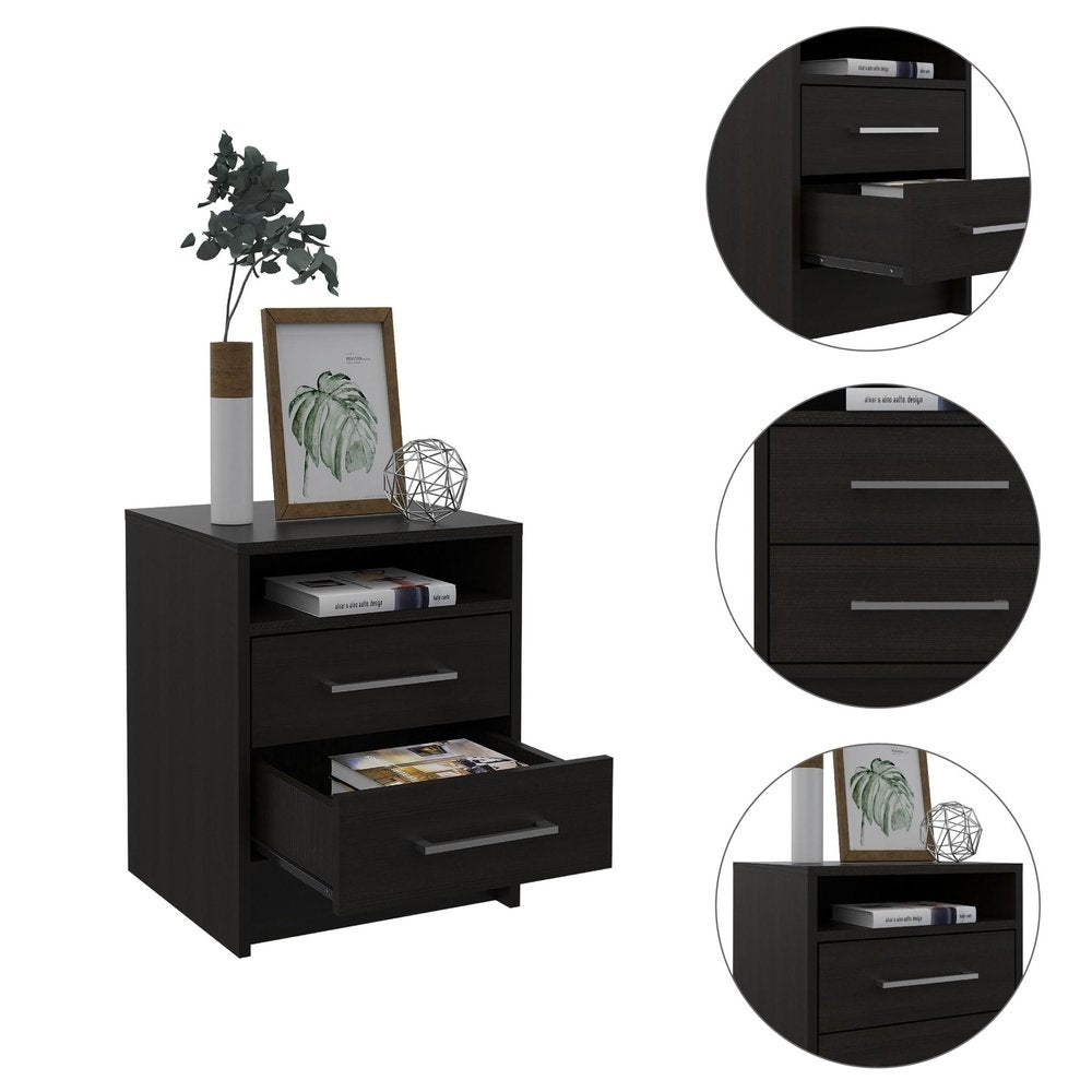 20" Wood Two Drawer Nightstand — view 4