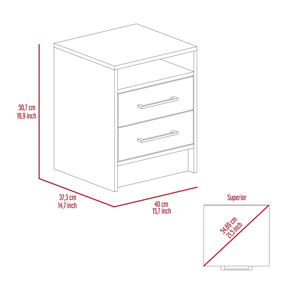 20" Wood Two Drawer Nightstand — view 5