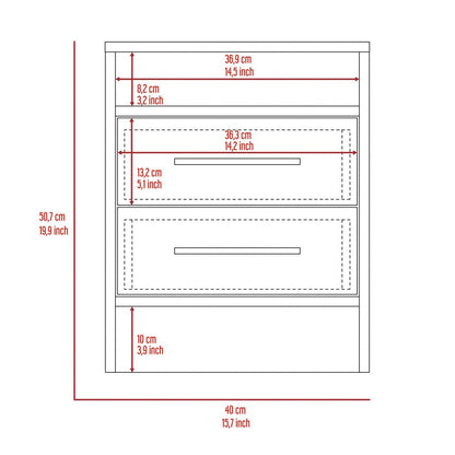 20" Wood Two Drawer Nightstand HomeRoots