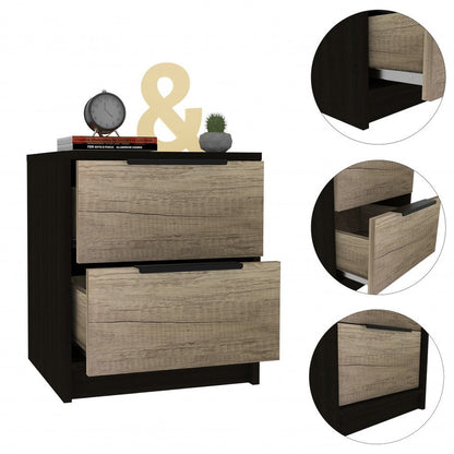 19" Wood Two Drawer Nightstand HomeRoots