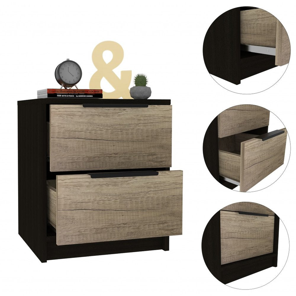 19" Wood Two Drawer Nightstand HomeRoots