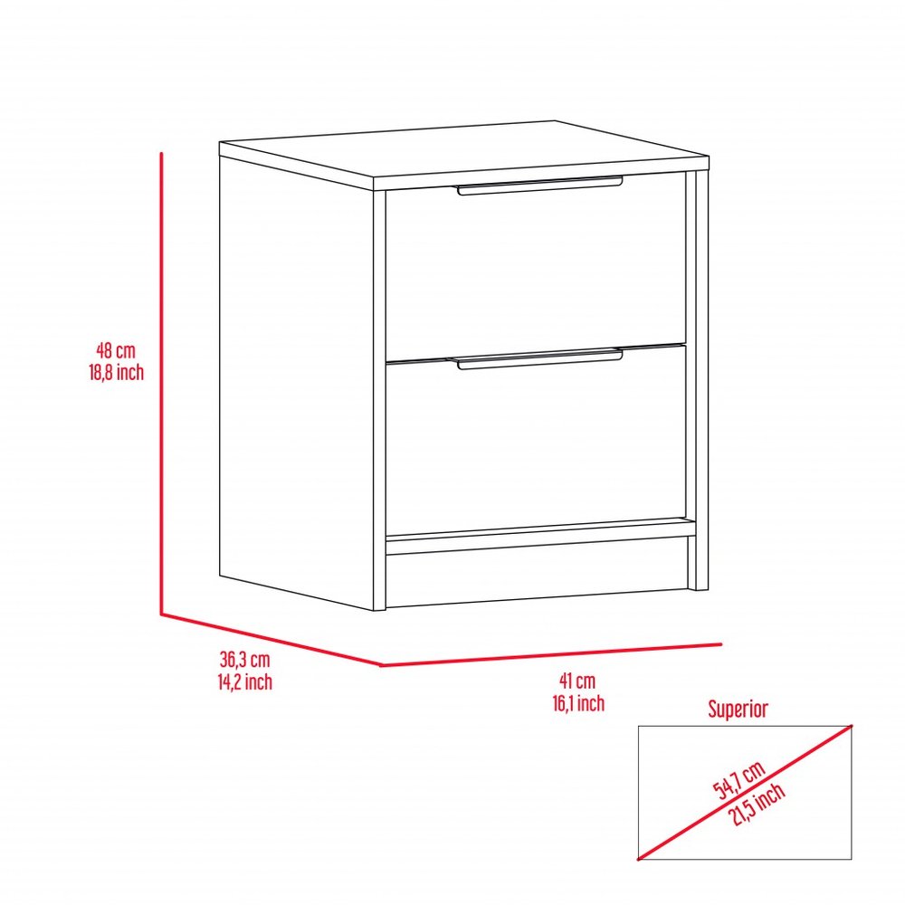 19" Wood Two Drawer Nightstand HomeRoots