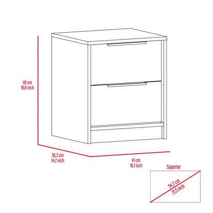 19" Wood Two Drawer Nightstand HomeRoots