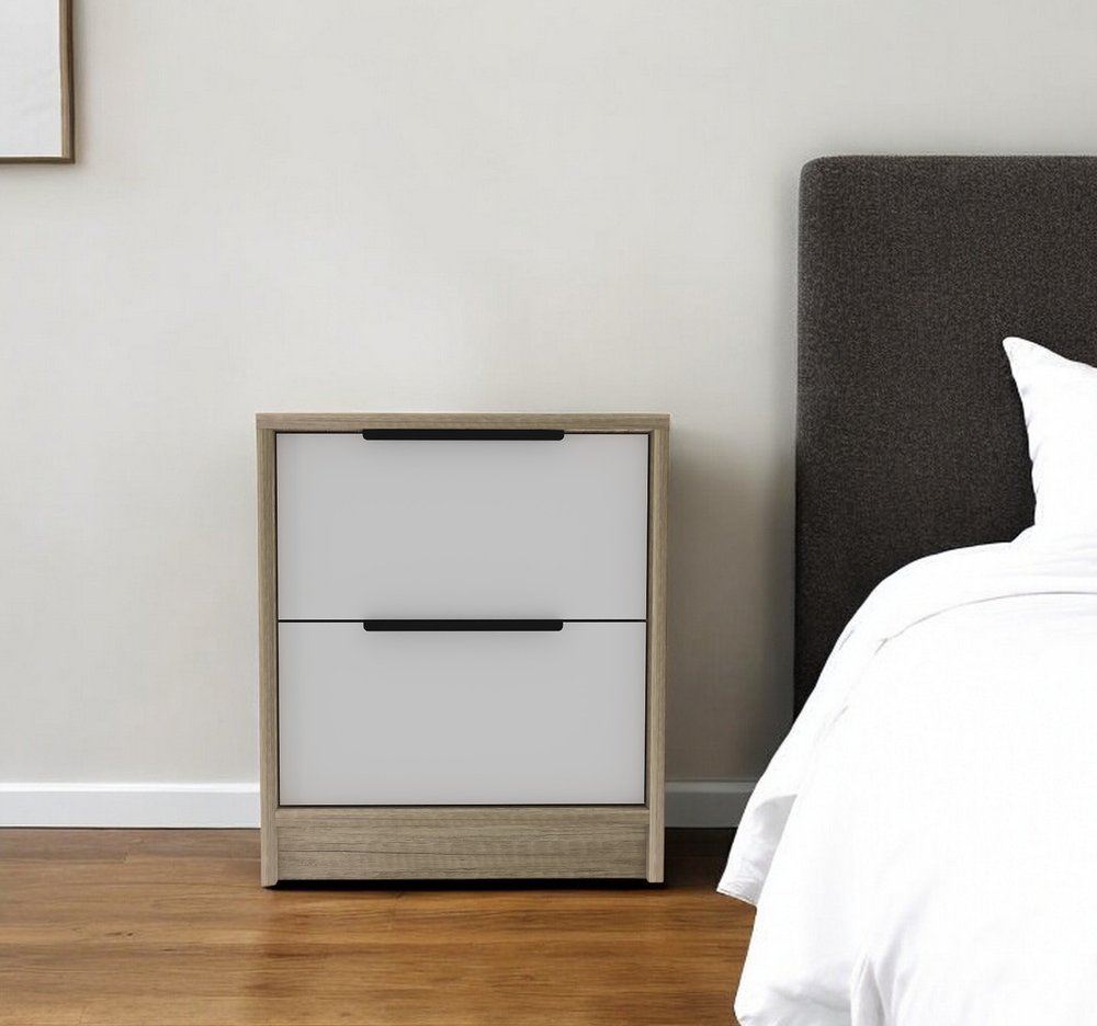 19" Wood Two Drawer Nightstand HomeRoots