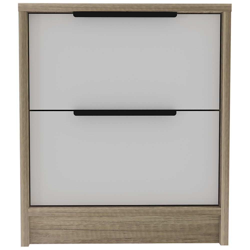 19" Wood Two Drawer Nightstand HomeRoots