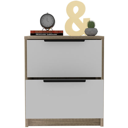 19" Wood Two Drawer Nightstand HomeRoots