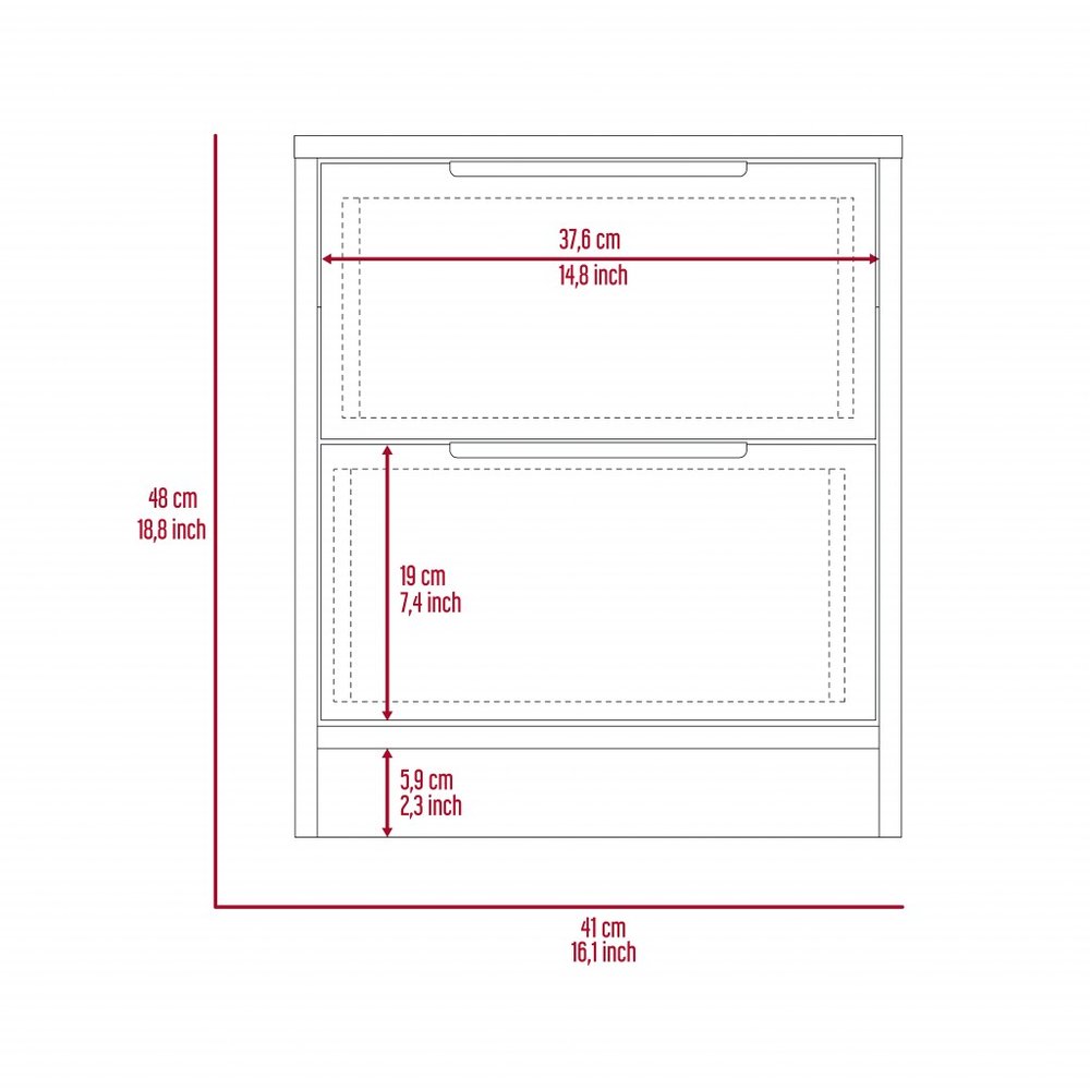 19" Wood Two Drawer Nightstand HomeRoots