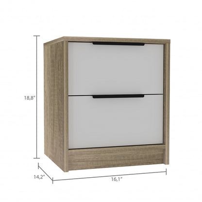 19" Wood Two Drawer Nightstand HomeRoots