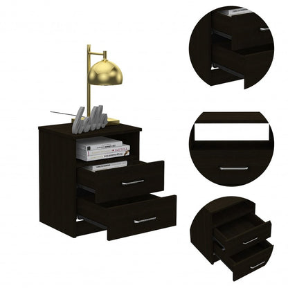 20" Wood Two Drawer Nightstand HomeRoots