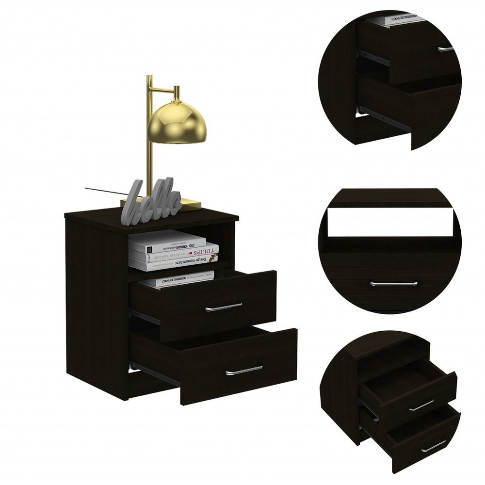 20" Wood Two Drawer Nightstand HomeRoots