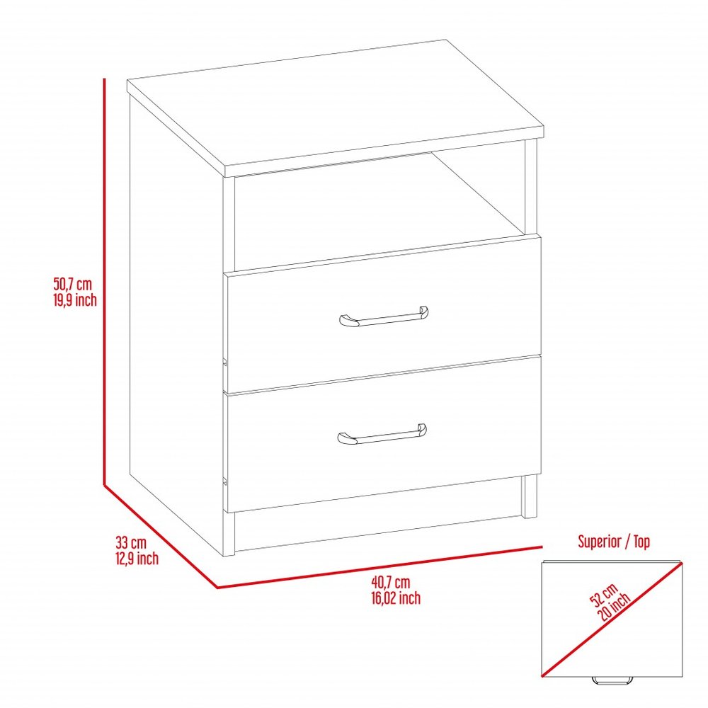 20" Wood Two Drawer Nightstand HomeRoots