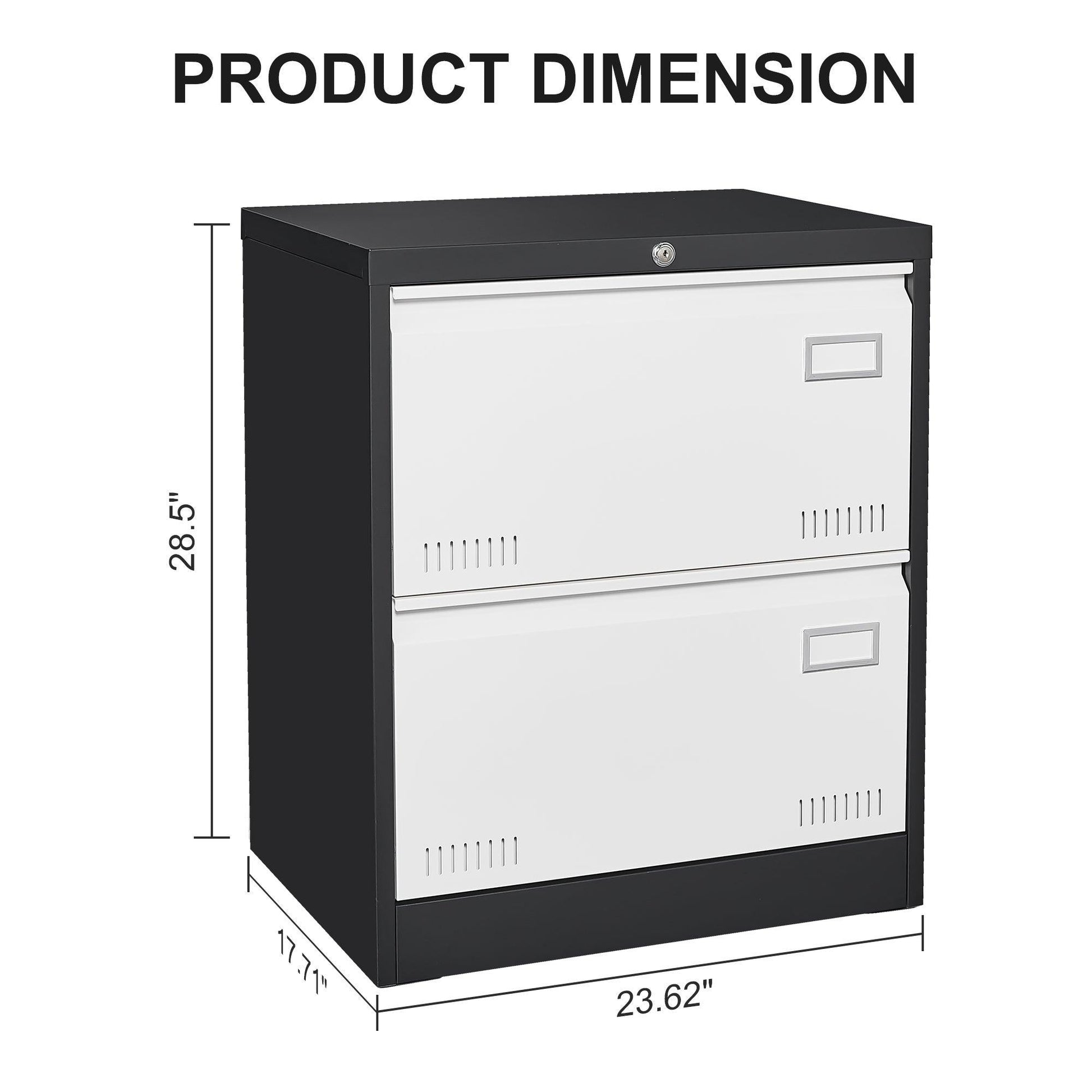 2 Drawer Metal Lateral File Cabinet with Lock Office Vertical Files Cabinet for Home Office/Legal/Letter/A4 - FurniFindUSA