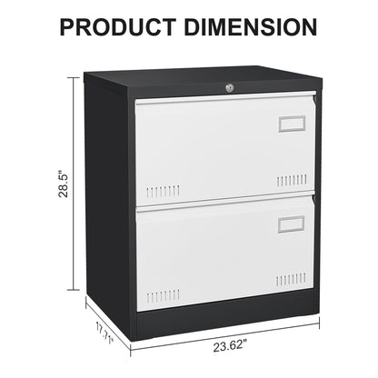 2 Drawer Metal Lateral File Cabinet with Lock Office Vertical Files Cabinet for Home Office/Legal/Letter/A4 - FurniFindUSA