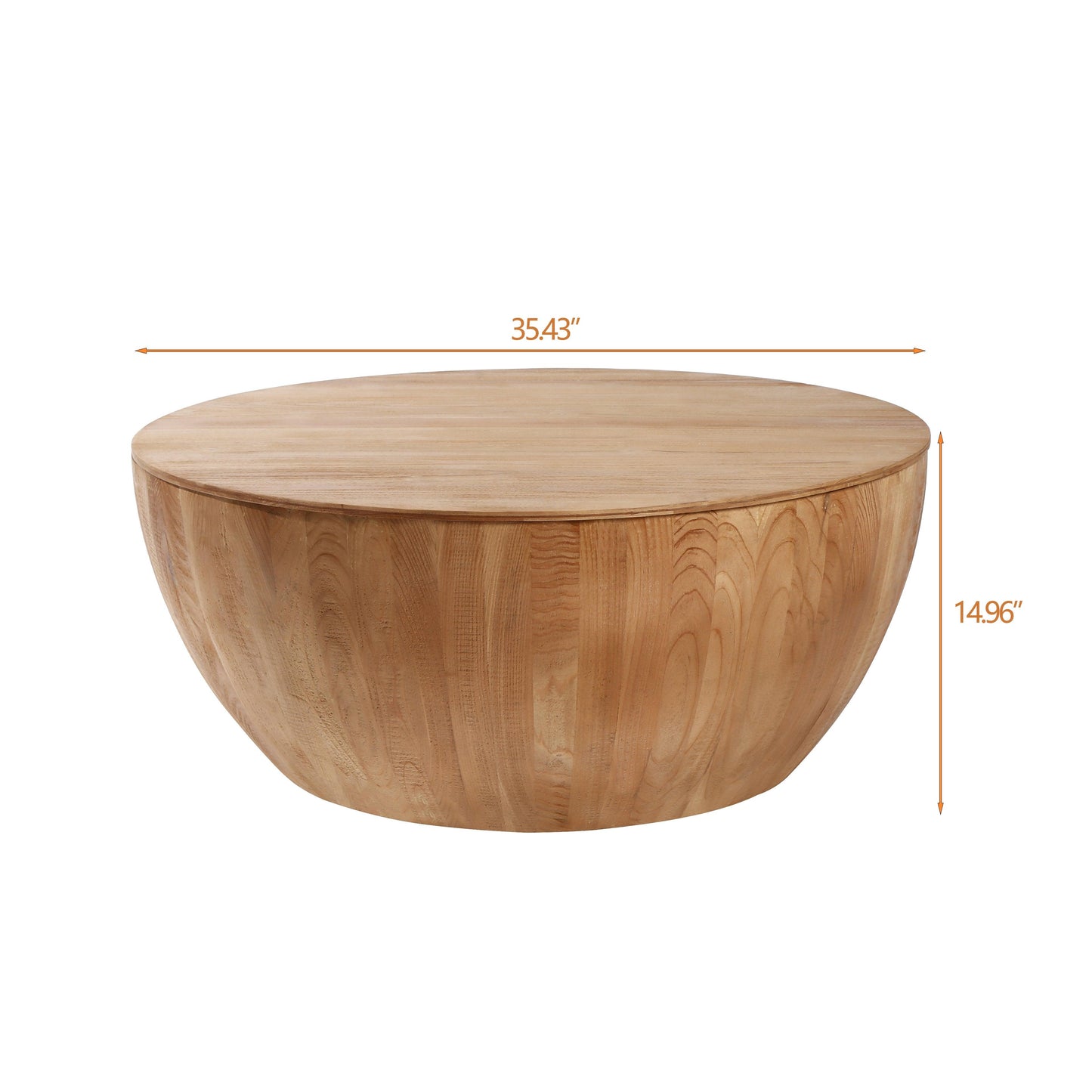 35.43"Vintage Style Bucket Shaped Coffee Table for Office Dining Room and Living Room Natural - FurniFindUSA