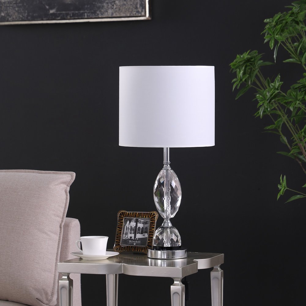 24" Silver Crystal Standard Table Lamp With White Shade — view 2