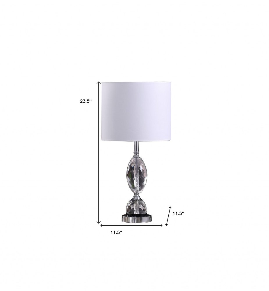 24" Silver Crystal Standard Table Lamp With White Shade — view 5