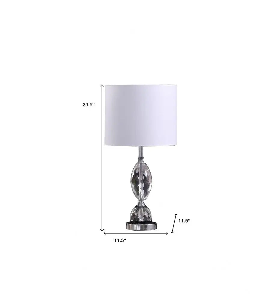 24" Silver Crystal Standard Table Lamp With White Shade HomeRoots
