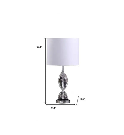 24" Silver Crystal Standard Table Lamp With White Shade HomeRoots