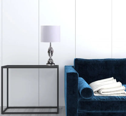 24" Silver Crystal Standard Table Lamp With White Shade HomeRoots