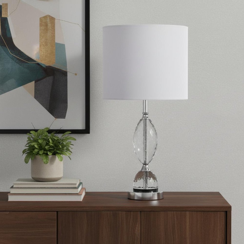 24" Silver Crystal Standard Table Lamp With White Shade — view 6