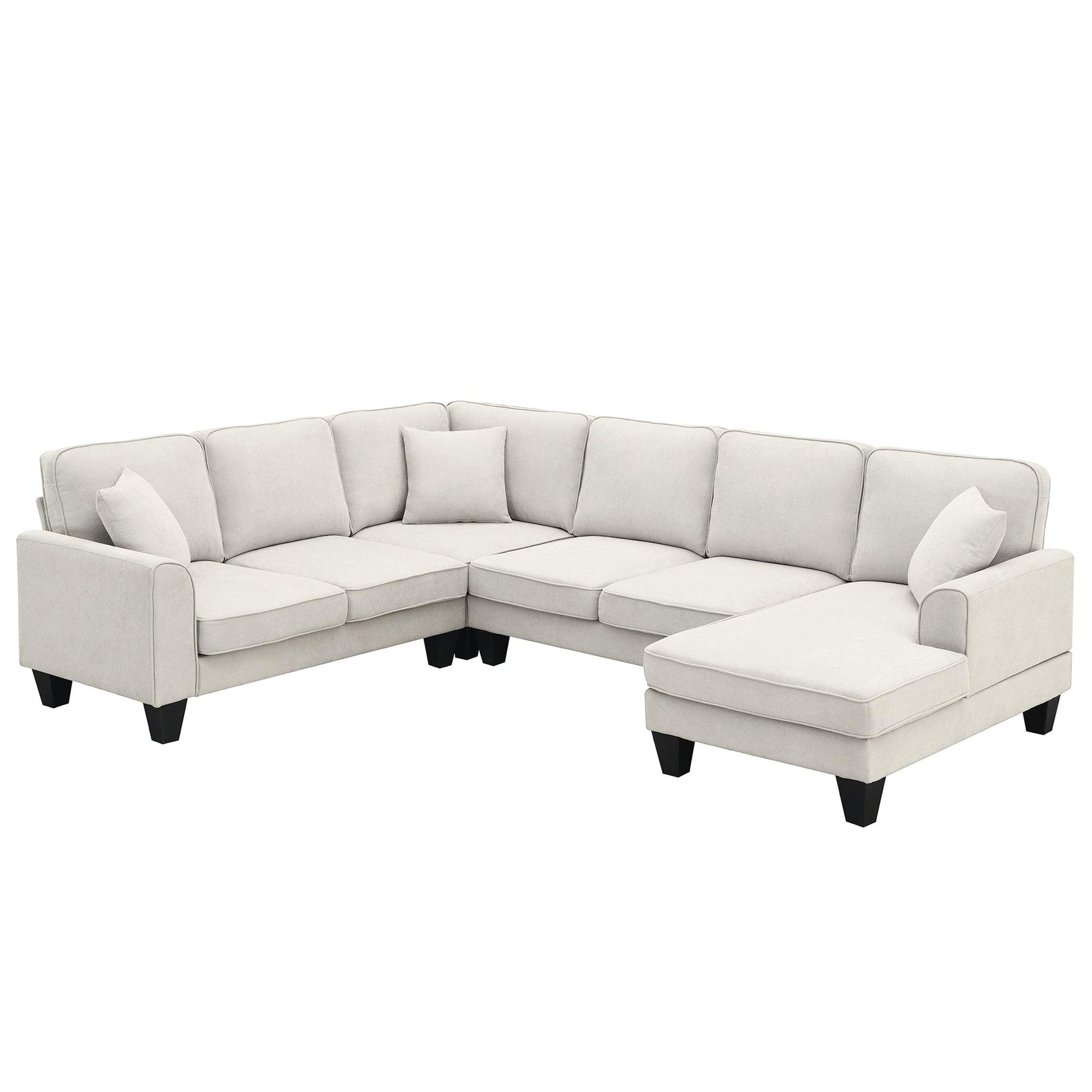 108*85.5" Modern U Shape Sectional Sofa 7 Seat Fabric Sectional Sofa Set - FurniFindUSA