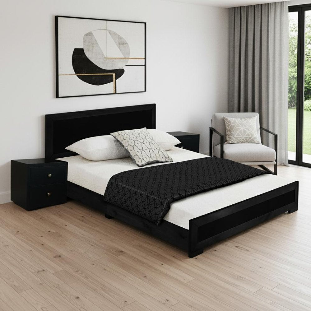 Black Wood Queen With Yes Bed Frame HomeRoots
