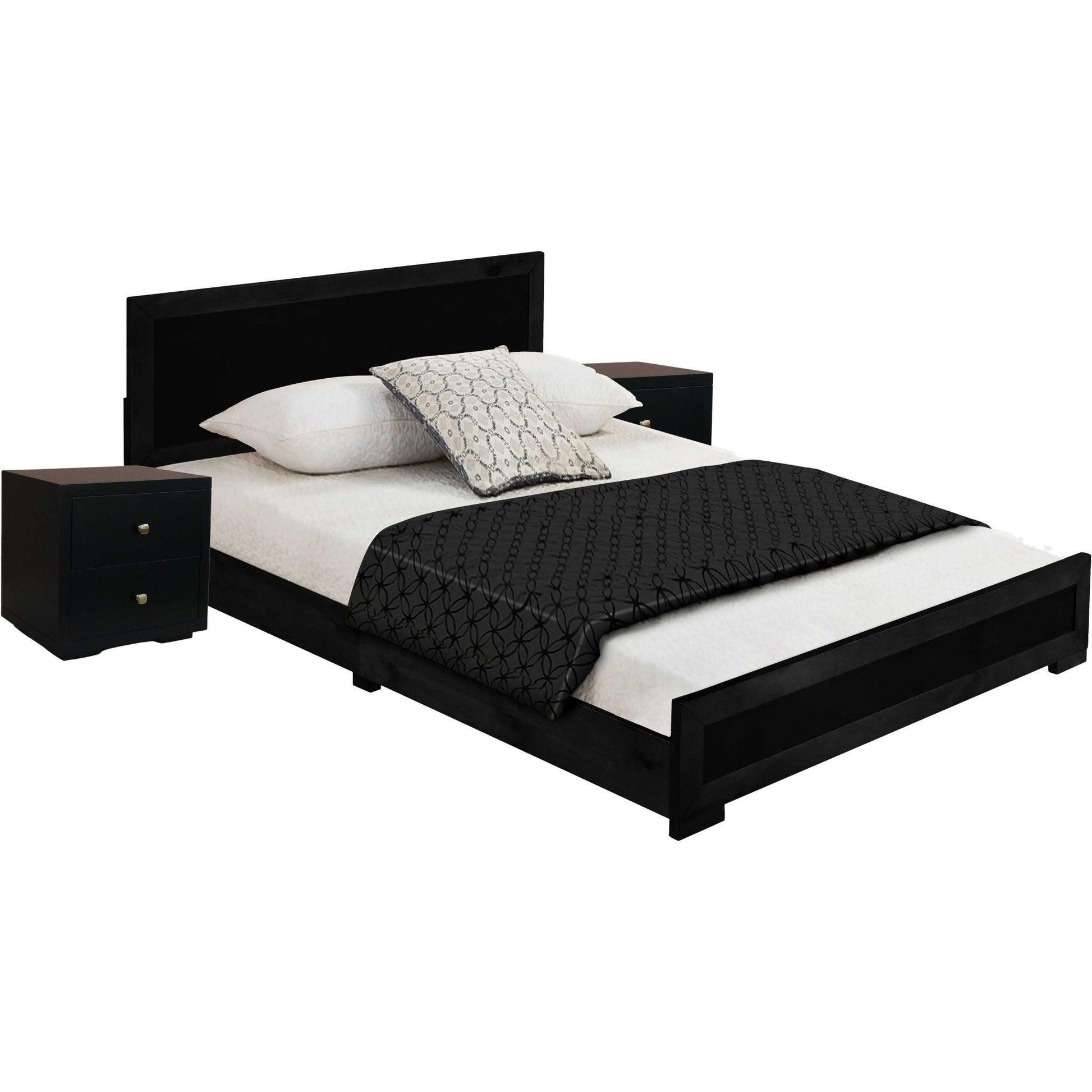 Moma Black Wood Platform Twin Bed With Nightstand - FurniFindUSA