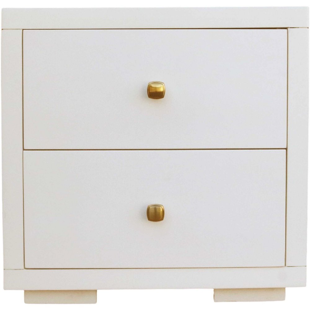 Moma White Wood Platform Queen Bed With Two Nightstands — view 5