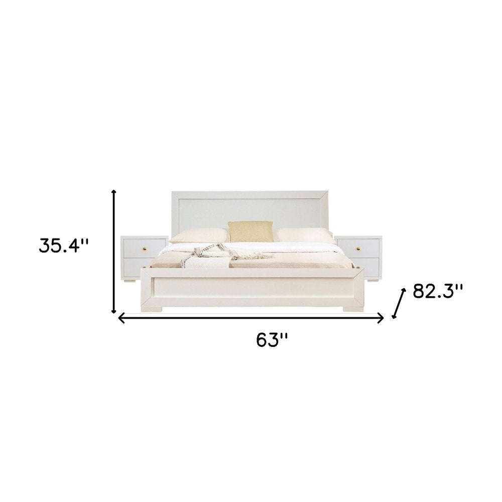 Moma White Wood Platform Queen Bed With Two Nightstands — view 8