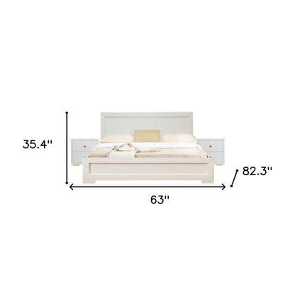 Moma White Wood Platform Queen Bed With Two Nightstands HomeRoots