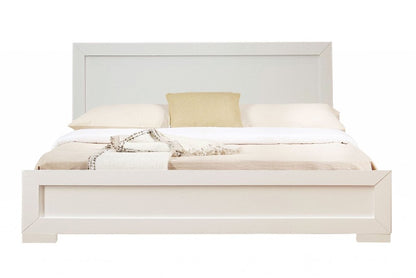Moma White Wood Platform Queen Bed With Two Nightstands HomeRoots