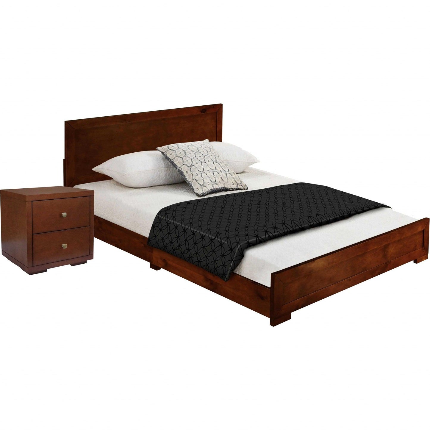 Moma Black Wood Platform Twin Bed With Nightstand - FurniFindUSA