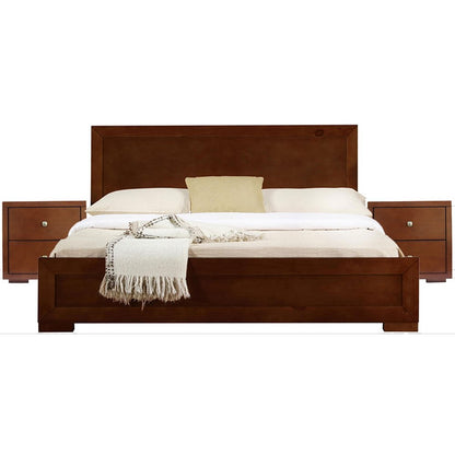 Moma Oak Wood Platform Queen Bed With Two Nightstands HomeRoots