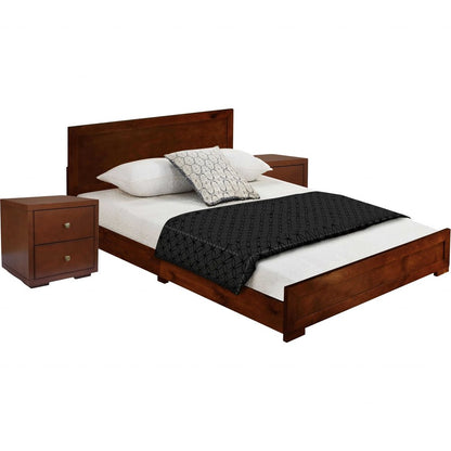 Moma Oak Wood Platform Queen Bed With Two Nightstands HomeRoots