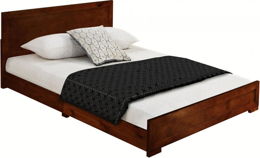 Moma Walnut Wood Platform King Bed With Two Nightstands