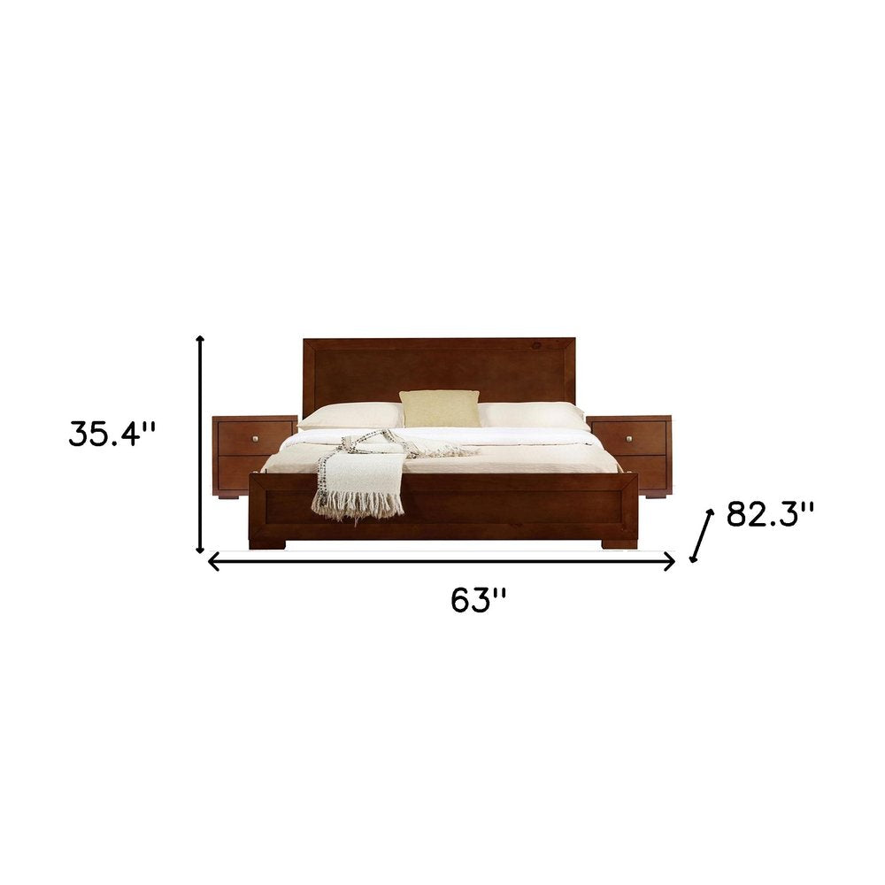Moma Oak Wood Platform Queen Bed With Two Nightstands HomeRoots