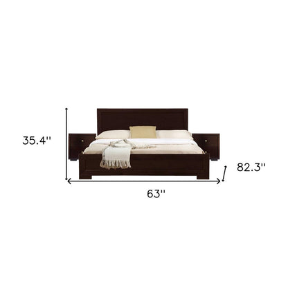 Moma Espresso Wood Platform Queen Bed With Two Nightstands HomeRoots
