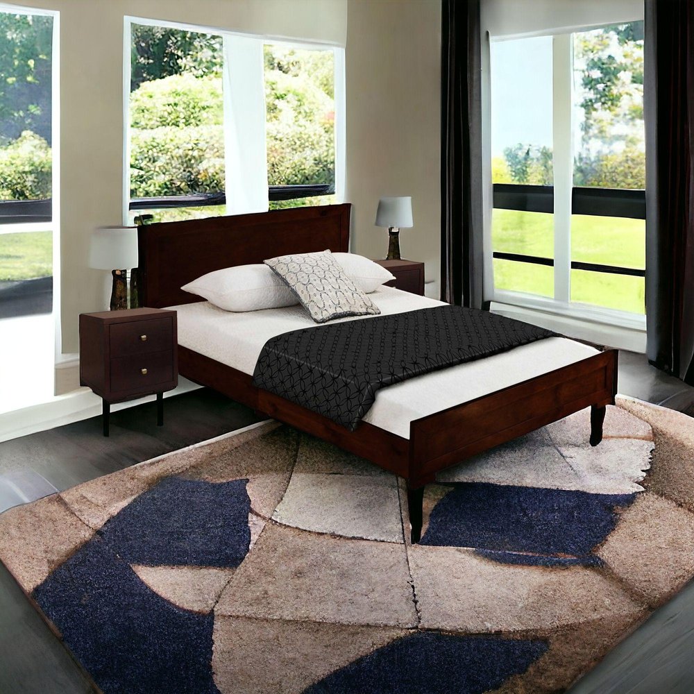 Moma Espresso Wood Platform Queen Bed With Two Nightstands HomeRoots