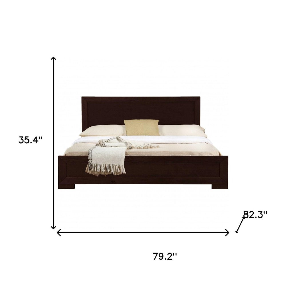 Moma Espresso Wood Platform Queen Bed With Two Nightstands HomeRoots