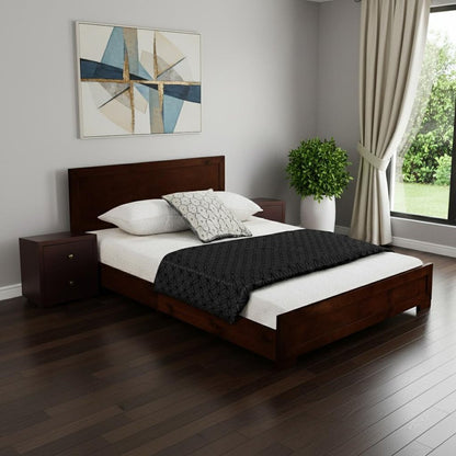 Moma Espresso Wood Platform Queen Bed With Two Nightstands HomeRoots