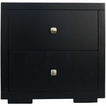 Moma Black Wood Platform Twin Bed With Nightstand