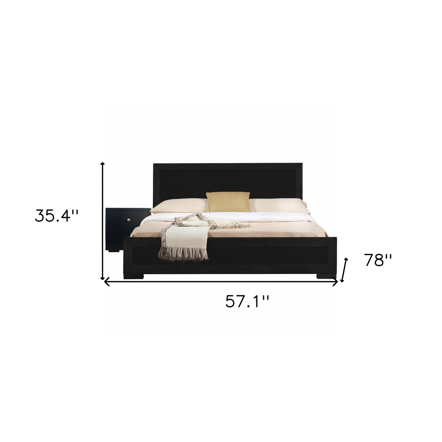 Moma Black Wood Platform Twin Bed With Nightstand