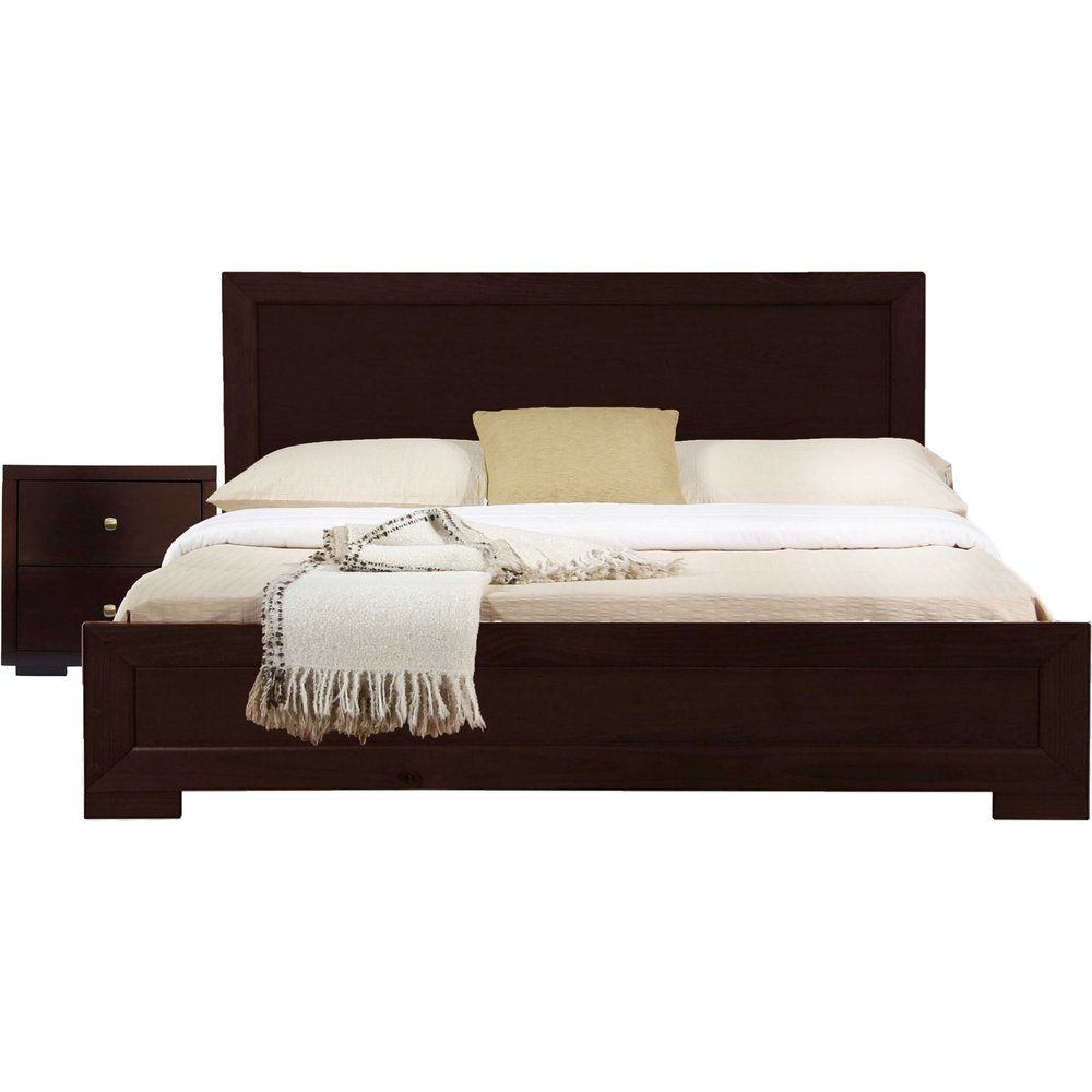 Moma Oak Wood Platform Queen Bed With Two Nightstands HomeRoots