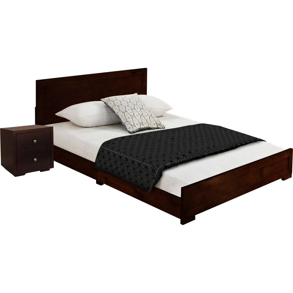 Moma Oak Wood Platform Queen Bed With Two Nightstands HomeRoots