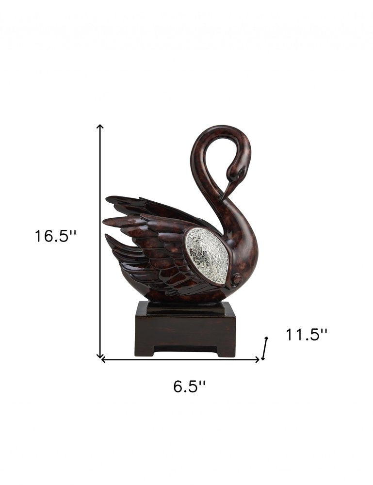 17" Marbleized Cherry Brown Dove Figurine Sculpture HomeRoots