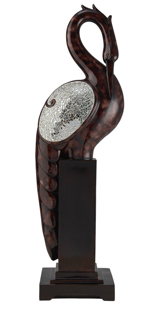 27" Marbleized Cherry Brown Polyresin Crane Figurine Sculpture HomeRoots