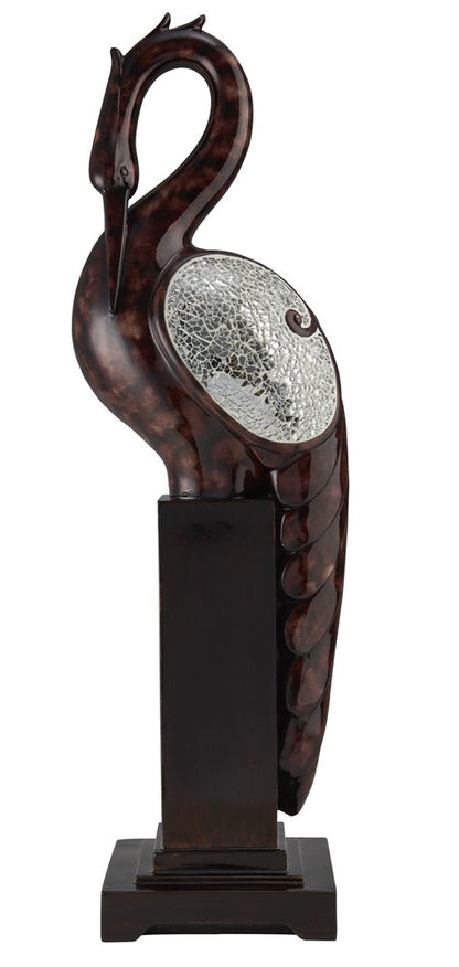 27" Marbleized Cherry Brown Polyresin Crane Figurine Sculpture HomeRoots