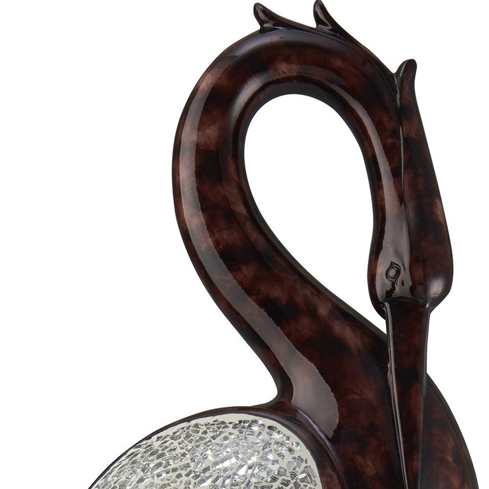 27" Marbleized Cherry Brown Polyresin Crane Figurine Sculpture HomeRoots