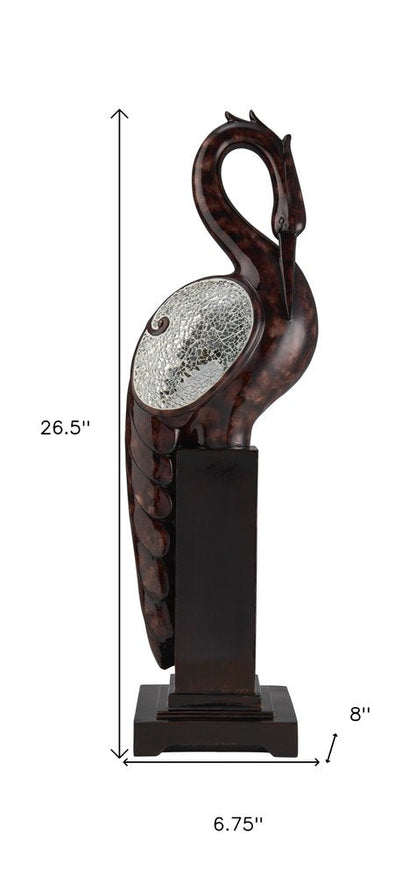 27" Marbleized Cherry Brown Polyresin Crane Figurine Sculpture HomeRoots